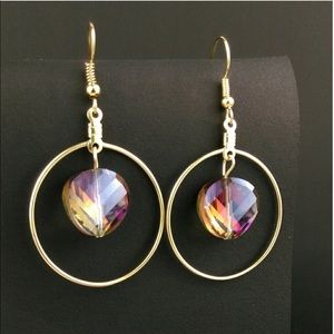 *Last Pair* Iridescent Bead Goldtone Hook Earrings